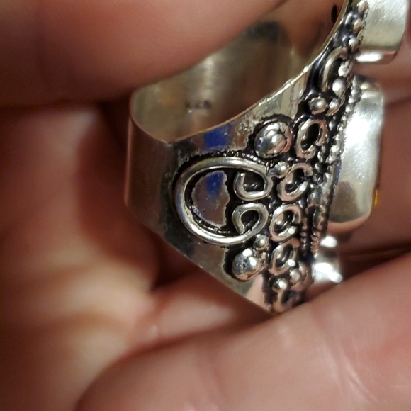 New Baltic Amber & Citrine 925 Silver Statement Ring. - Picture 13 of 13